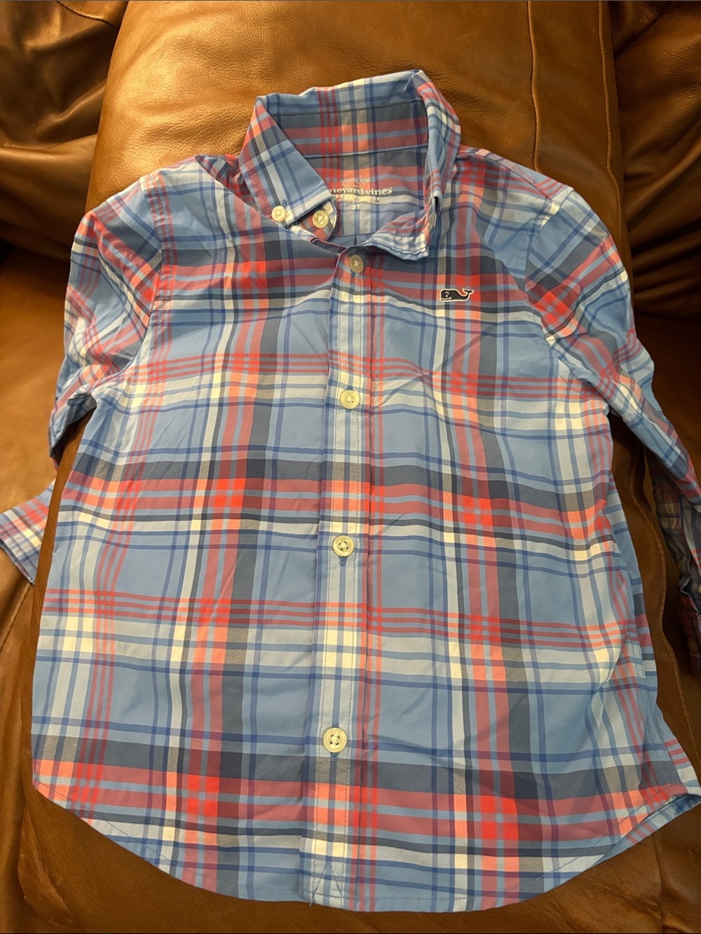 Vineyard Vines Blue and Red Plaid Button-Down Shirt